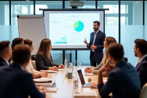 Group of professionals in a meeting room during a corporate training session